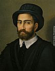 Wearing Canvas Paintings - Portrait of a man Bust Length Wearing a Black Coat and Hat